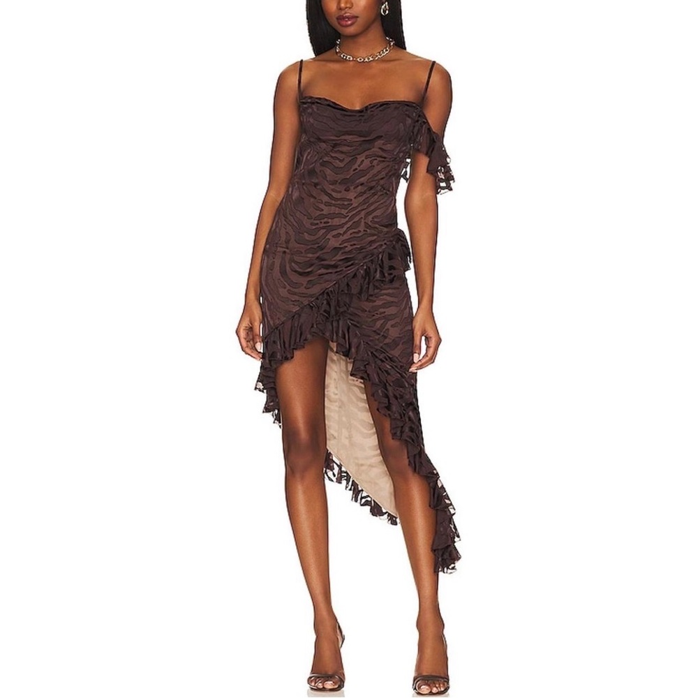 Camila Coelho Chocolate Asymmetrical Dress